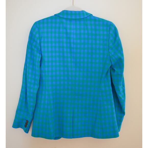 J Crew Blue Checked Blazer Size 00 - Picture 4 of 4
